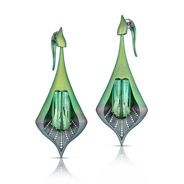 Business Day Wear Best Use of Color Editor Choice Adam Neeley Trumpetta green Tourmaline earrings