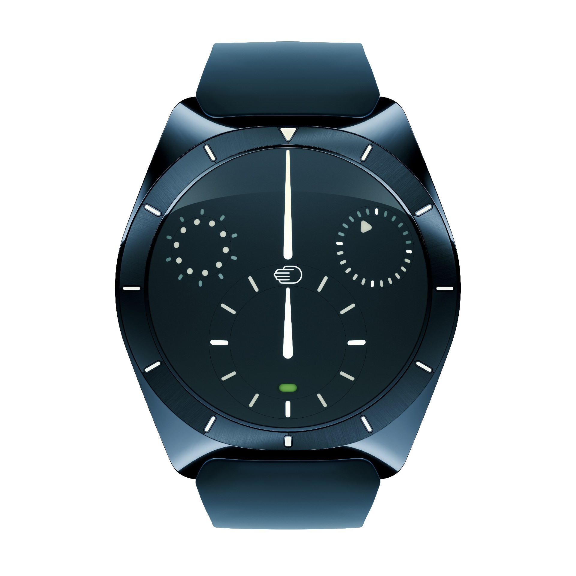 Convex titanium dial of the Ressence TYPE 10 DN displaying orbiting hour subdial with oil temperature gauge, 24-hour second time zone, and 120-second runner